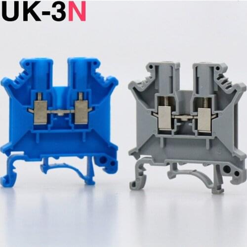 100 pieces UK 3N 2.5square voltage terminal block rail type DIN rail universal combination terminal block multi color UK 3N