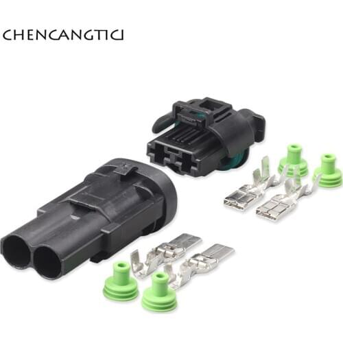 2 Sets 2 Pin Way Auto Waterproof Sensor Connector Sealed Electrical High Current Fan Motor Plug 1544678-2 1544334-1 1544317-1