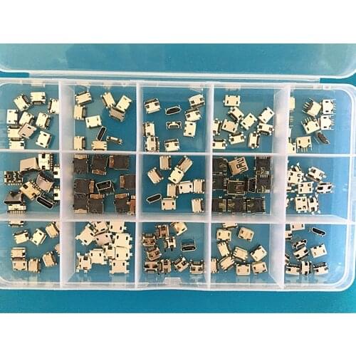 240 Pcs/box 24 Models Micro USB Connector Socket Jack Multi-specification USB Connectors Set for MP3/4/5 Phone Socket Jack Set
