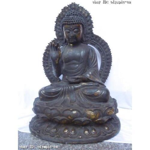 26" Huge China Gild Bronze copper Buddhism Sakyamuni Buddha Sculpture Statue