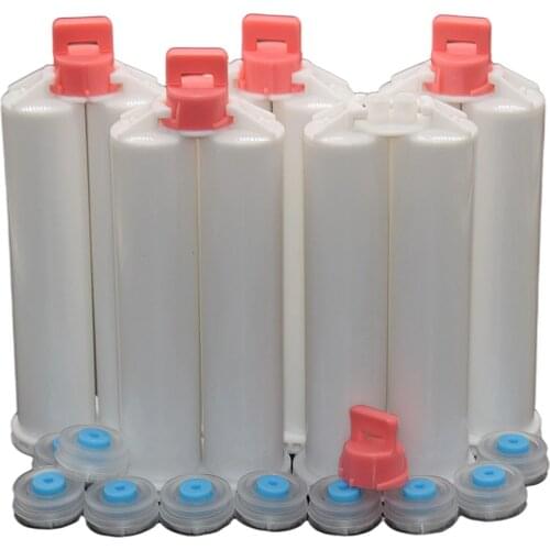 5pc 50ml 1:1 AB Glue Empty Dual-Barrel Cartridge Two Component Adhesives Tube for Round Type Back Glue Gun Caulking Guns Tool