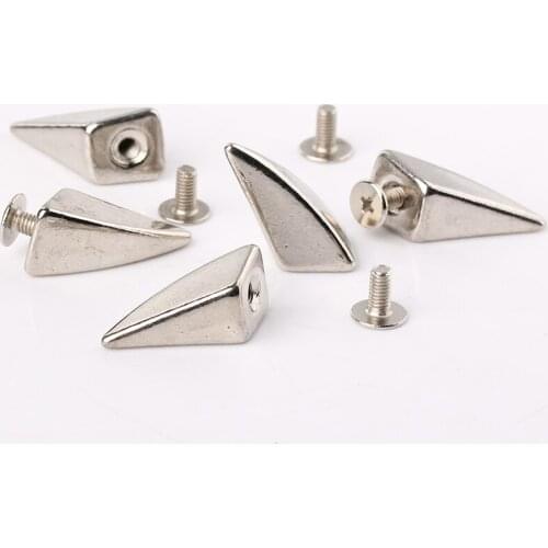 50pcs Silver Dragon Claw Shark Fins Punk Spike Studs Rivets Metal ScrewBack Leathercraft Suitable For Leather Bracelets Bags