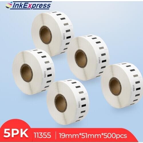 5Rolls 11355 Address Label For DYMO 11355 Thermal Paper Shipping Label 19*51mm 500pcs/roll For DYMO LabelWriter 450 400 Turbo