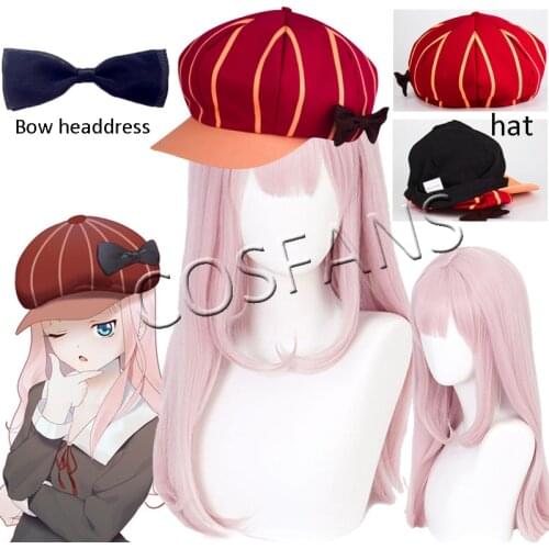 Anime Kaguya sama Love is War Fujiwara Chika wig Cosplay Hats Women Lovely Girls Daily Cap Detective Cap Halloween wigs and bows