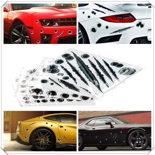 Car Sticker 3D Decal Car-covers Motorcycle Scratch Bullet Hole Waterproof for Fiat 500X Argo 500L 124 Tipo Qubo Panda Mobi