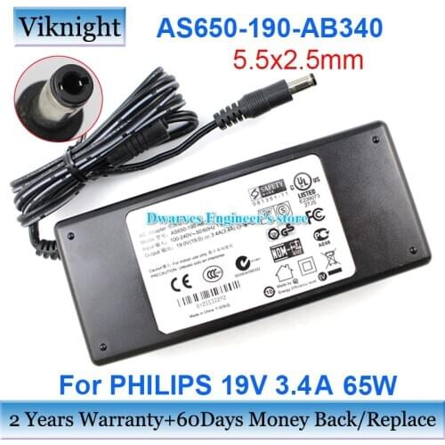 Original ADPC1965 19V 3.4A 64.6W AC Adapter Power Supply For Philip LCD Monitor 247E4QSD 247E4QHSD S220E2ANW/93 S220E2A E2343FI