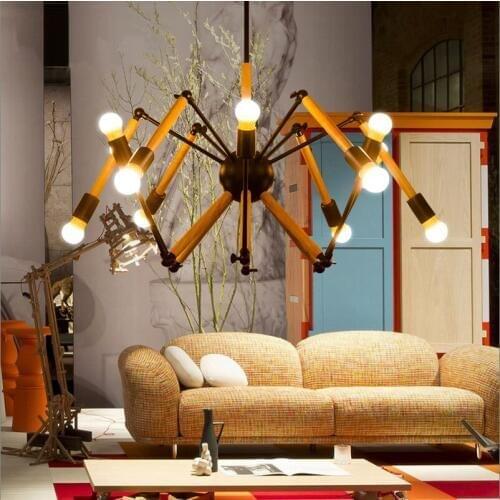 Boutiques modern hanging wood lights for art Studio DIY lamp E27 bulbs not included Vintage Bar cafe interior lights & lighting