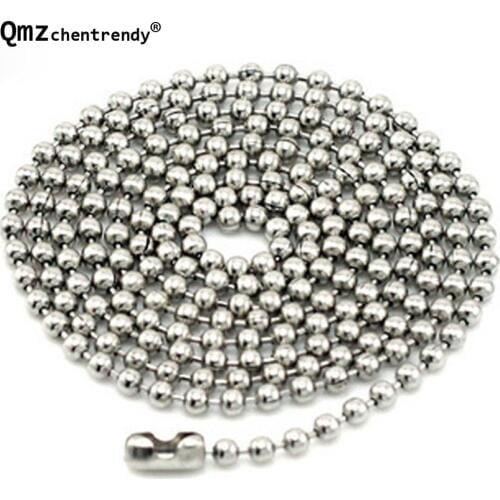 Wholesale High quality Hip Hop Mens 316L Stainless Steel Beads Chain Necklace Rapper Chain Boys 10 pc/lot 2.4mm Beads Jewelry