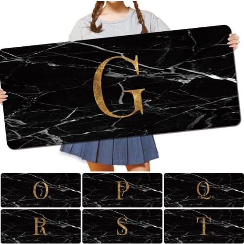 Gamer Mouse Pad Waterproof PU Leather Black Marble Letter Printing Series 30x60cm 30x80cm Computer Keyboard Mouse Pad Large Size