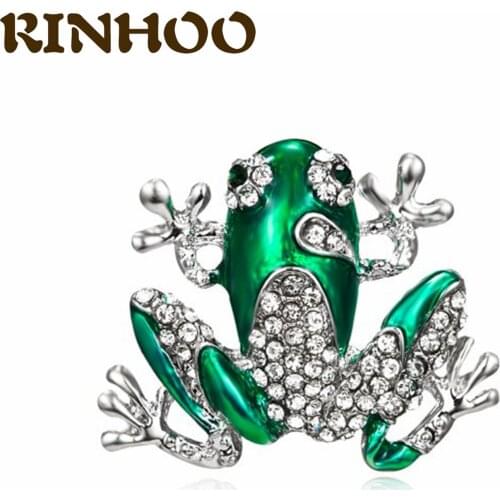 Delicate Rhinestone Frog Brooches Women Lovely Frog Brooch Pins Cartoon Froggy Badge Lapel Pin Party Jewelry Gift for Friends
