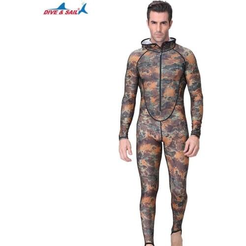 Skins Long Sleeve Spearfishing Diving Suit One Piece Lycra Wetsuit with Camouflage Pattern Anti UV Surf Suit Men Women