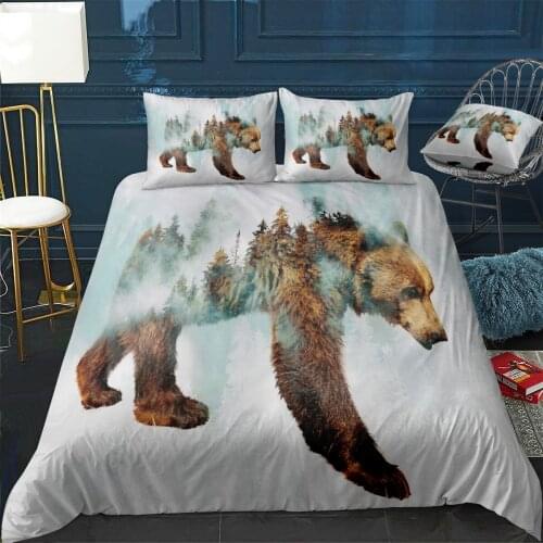 Bear Quilt Cover Pillowcase 3Piece Comforter Bedding Set With Pillow Case Single Double Duvet Cover Home Decora