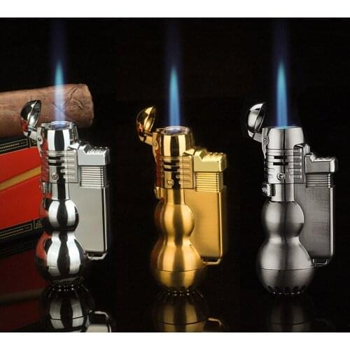 Gourd Creative Cigar Lighter Straight Into The Windproof Spray Gun High Temperature Resistant Metal Portable Smoking Accessories