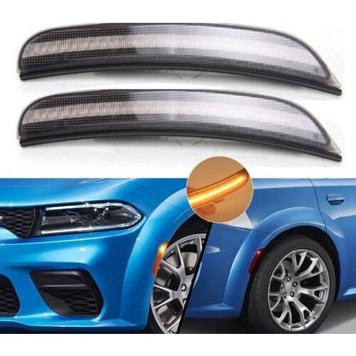 Front & Rear Smoke Lens Led Side Marker Lights for Dodge Charger 2015 2016 2017 2018
