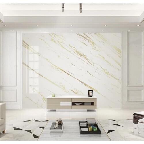 Xuesu Custom 8D waterproof wall cloth wallpaper gold silk white marble grain large board TV background wall