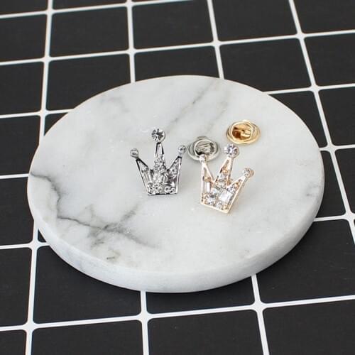 New Fashion Rhinestones Crystal Mini Little Crown Men And Women Brooch Korean Version Of Retro Suit Crystal Collar Accessories