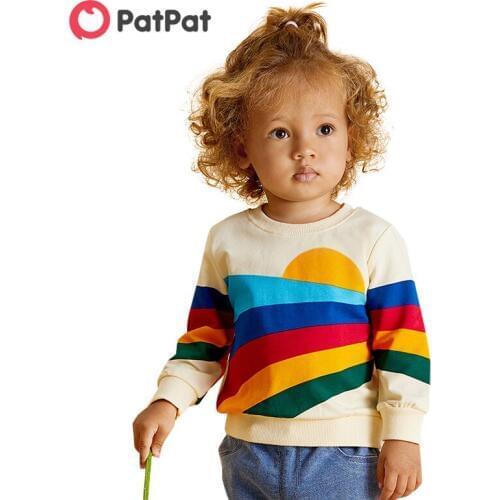 PatPat 2020 Spring and Autumn New Trendy Rainbow Print Pullover for Baby and Toddler Boy Tops Sweaters Children Clothes