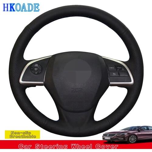 DIY Black Soft Genuine Leather Car Steering Wheel Cover For Mitsubishi Outlander 2013 2014 ASX L200 2015 2016 Mirage 2014