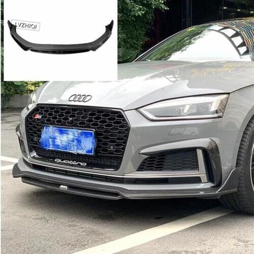 For Audi A5 S5 B9 2017-2020 Real Carbon Fiber Front Diffuser Lip Spoiler Bumper Splitters Wind knife Lamp Eyebrows Eyelid Cover