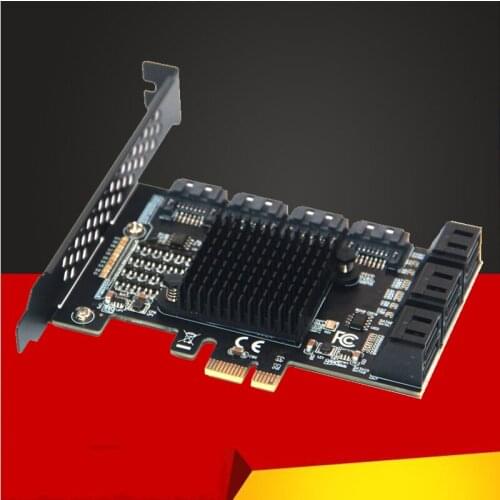 Chia Mining Riser ASM1166 SATA PCIe Adapter 10 Port SATA III to PCI Express 3.0 X1 Controller Expansion Card Adapter Add On Card
