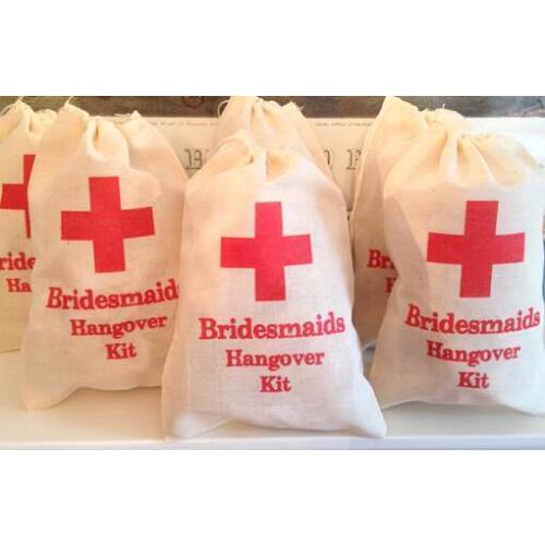 Bridesmaid Bachelorette Hangover bridal shower recovery Survival Kit wedding favor gift Drawstring bags party Candy pouches