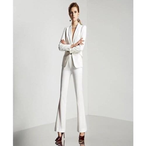 Slim Fit Formal Ladies Office Wear Suit Office Uniform Designs Women Evening Bussiness Trouser Suits Blazer With Pants For Women