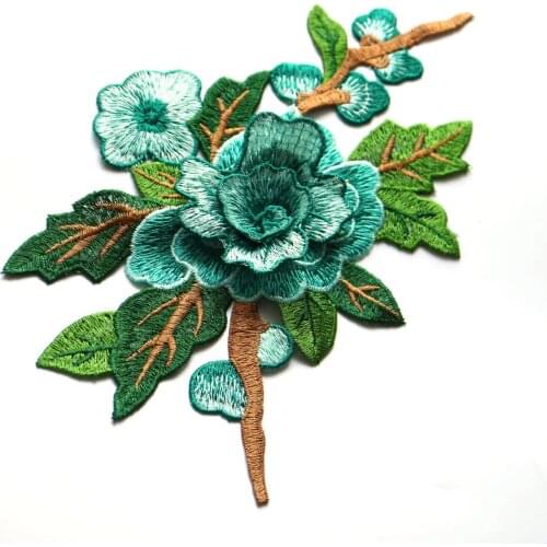 DIY colorful flower embroidered Patches for Clothing Sew on Embroidery parches ropa for dresses Water soluable flower appliques