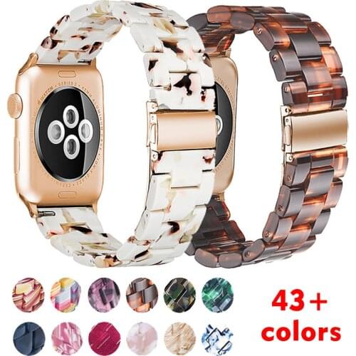 Resin strap for apple watch band 44mm 40mm 42mm 38mm correa transparent woman Loop watchband for iwatch 6 se series 5 4 3 2 1
