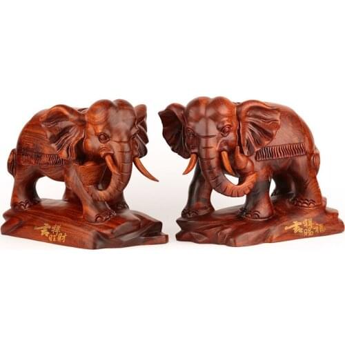 Mahogany handicraft Dongyang wood carving elephant household geomantic furnishings solid wood living room decoration Zhaocai fur