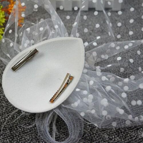 83XC Womens Retro Wave Point Mesh Veil Hat Fluffy Feather Solid Color Alligator Hair Clip Half Face Cover Bowknot Fascinator Cap