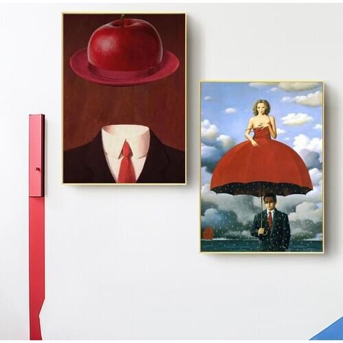 Nordic Retro Abstract Red Dress Umbrella Posters and Prints Red Hat Canvas Painting Wall Art Pictures Living Room Unique Decor