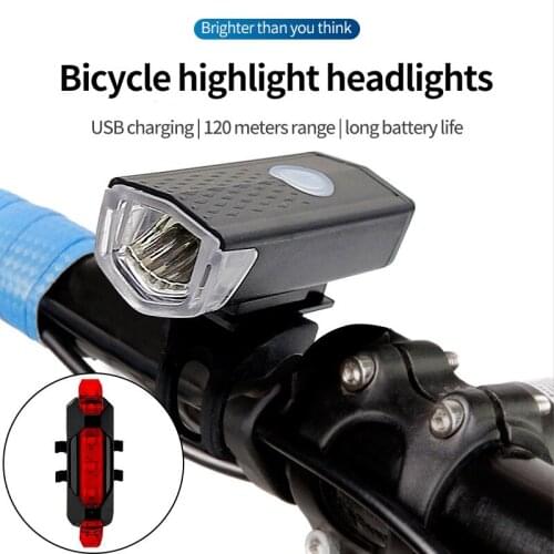 Waterproof Bicycle Light, Rechargeable USBLED Headlight + Rear Taillight, Riding Headlight, Mountaineering Safety Warning Light