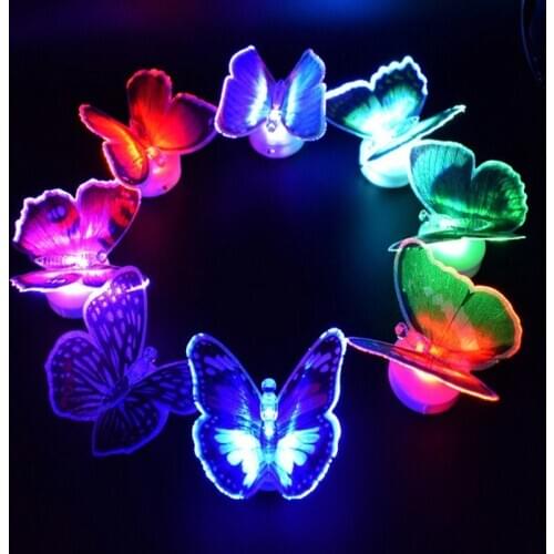 480pcs/lot Led optical fiber butterfly light LED Night Light Baby Kids Room Wall sticker Light Lamp For Party gifts Favors
