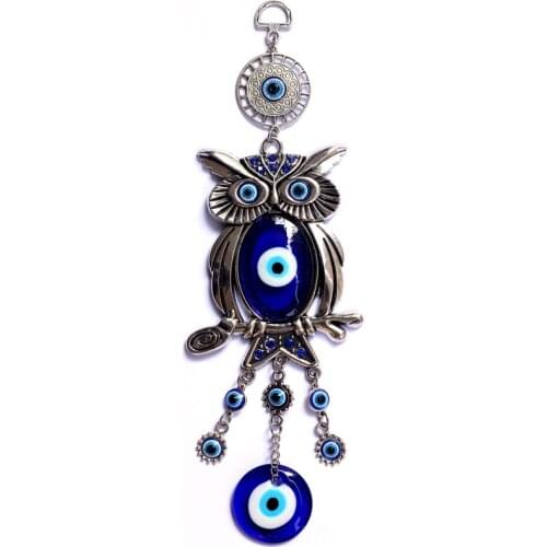 Turkish Blue Eye Owl Pendant Wall Hanging Decor Evil Eye Owl Bird Car Room Decor Ornament Graduation Giveaways Birthday Gifts