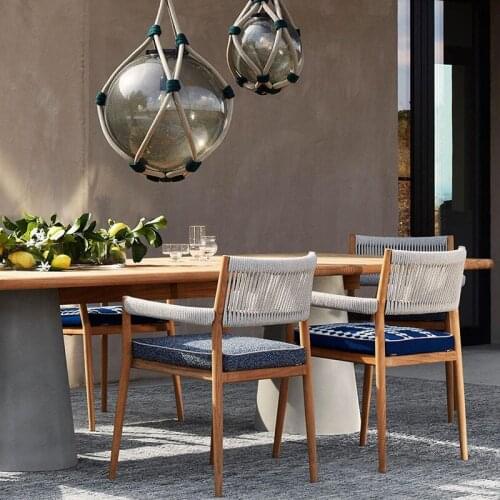 Outdoor Patio Table Chair Anticorrosive Solid Wood Dining Garden Villa Model Room Leisure Rattan Furniture