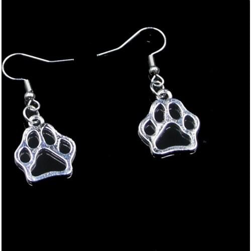 Fashion Handmade Simple Design 19*17mm Dog Bear Paw Drop Earrings For Women Gift Fashion Jewelry Cute Small Object