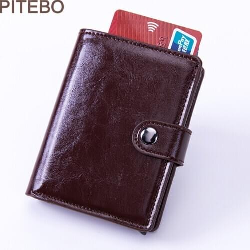 PITEBO Womens purse 2020 Fashion Long Leather high-quality Business Card box classic mens purse Zip Business Womens purse