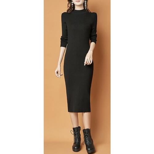 Fashion Womens Long Dress Slim Knit Long Sweater Dress Autumn Winter Women Maxi Dresses