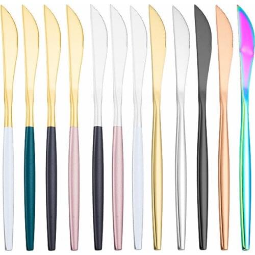 1pc Dessert Knife Stainless Steel Cutlery Set Knife Complete Dinnerware Kitchen Silverware Tableware Sets Eco Friendly Flatware
