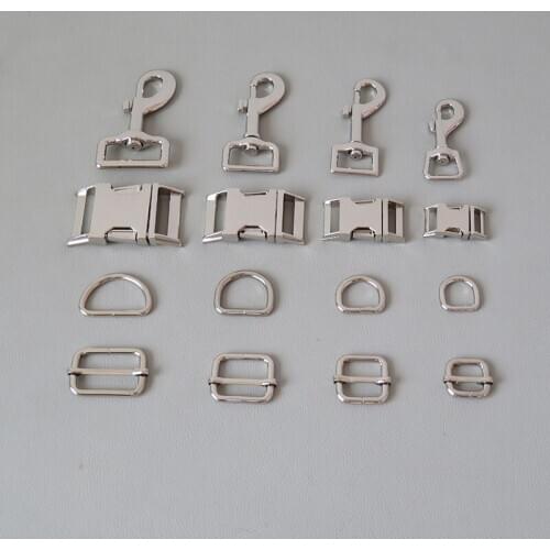 100Sets/Lot Wholesale Metal Buckle Adjuster D Ring Snap Hook For Pet Dog Collar Leads Leash Lock Lobster Clasp DIY Accessories