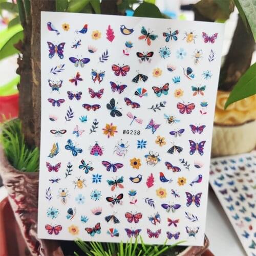 3D Stickers for Nails Insect Dragonfly Bird Butterfly Design Nails Art Decoration Manicure Stickers Slider Nail Foil Accessories