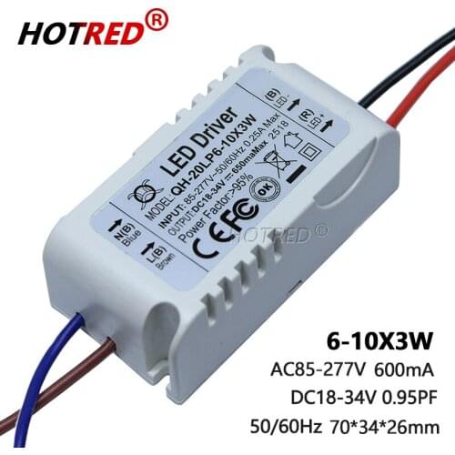 5-50 Pieces Isolation 20W COB AC85-277V LED Driver 6-10x3W 600mA DC18-34V LED Power Constant Current Ceiling Lamp Free Shipping