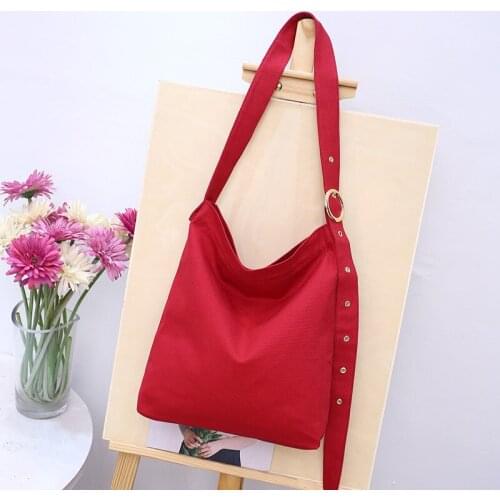 8PCS / LOT Women Reusable Canvas Shopper Bag Large Capacity One Shoulder Bag Simple Fashion Shopping Bag