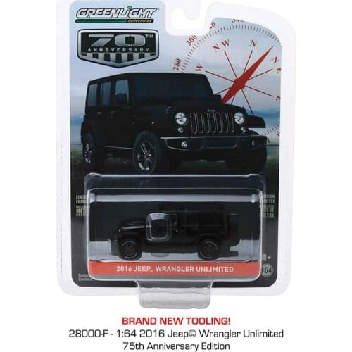GreenLight car 1/64 2016 JEEP WRANGLER unlimited 70th Anniversary Edition Collectors Edition Car Model Toy gift