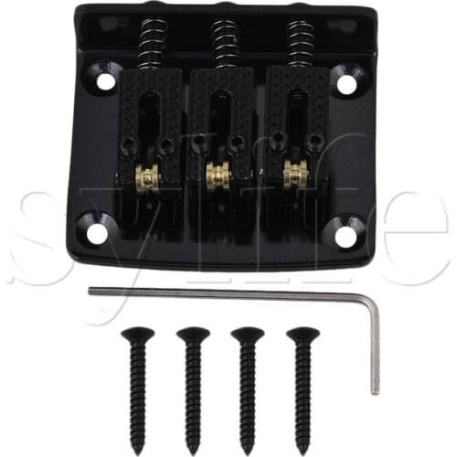 Black Chrome Plated Bridge Tailpiece for 3 String Cigar Box Guita