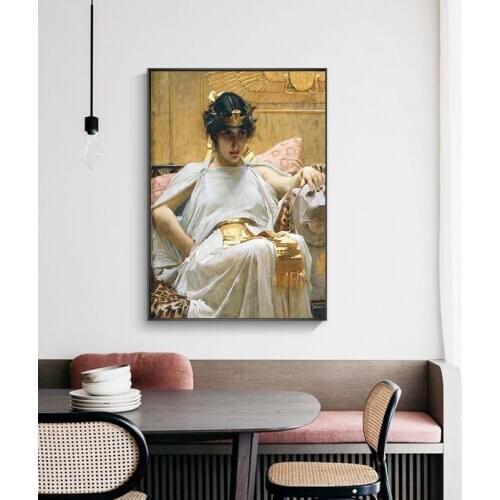 Citon William Waterhouse《Cleopatra》Canvas oil painting World Famous Artwork Poster Picture Modern Wall Art decor Home Decoration