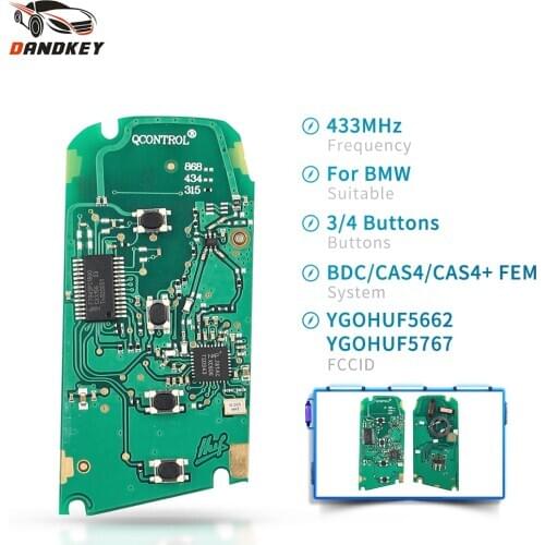 Dandkey 434MHz 868MHz 315MHz YGOHUF5662 YGOHUF5767 3/4 Buttons Remote Key Circuit Board For BMW 5 7 F Series FEM/BDC CAS4 CAS4