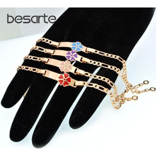 Colorful Heart Kids Bracelets Baby Jewelry Baptism Gold Bracelet Bebe Pulseras Bracelete Bracciali Bambino Child Armband B0929