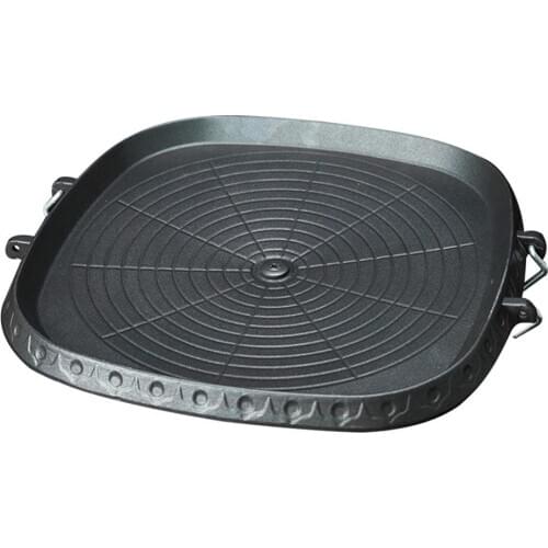 Korean-style Square Grill Pan with Maifan Stone Coated Surface Non-stick Smokeless Stovetop Plate for Indoor Outdoor BBQ