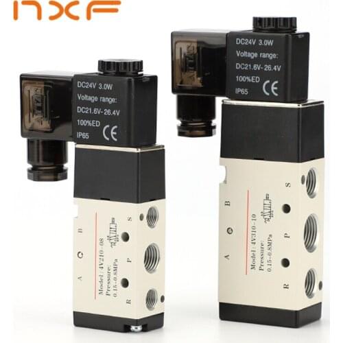 Pneumatic Electric Solenoid Valve 5 Way 2 Position Control Air Gas Magnetic Valve 12V 24V 220V Coil Volt 4mm-12mm Hose Fittings